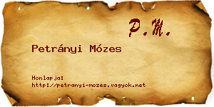 Petrányi Mózes névjegykártya